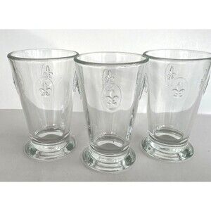 LA ROCHERE France Bee Hiball Embossed Glass Tumbler 5.5 inches 10 Oz Set 3